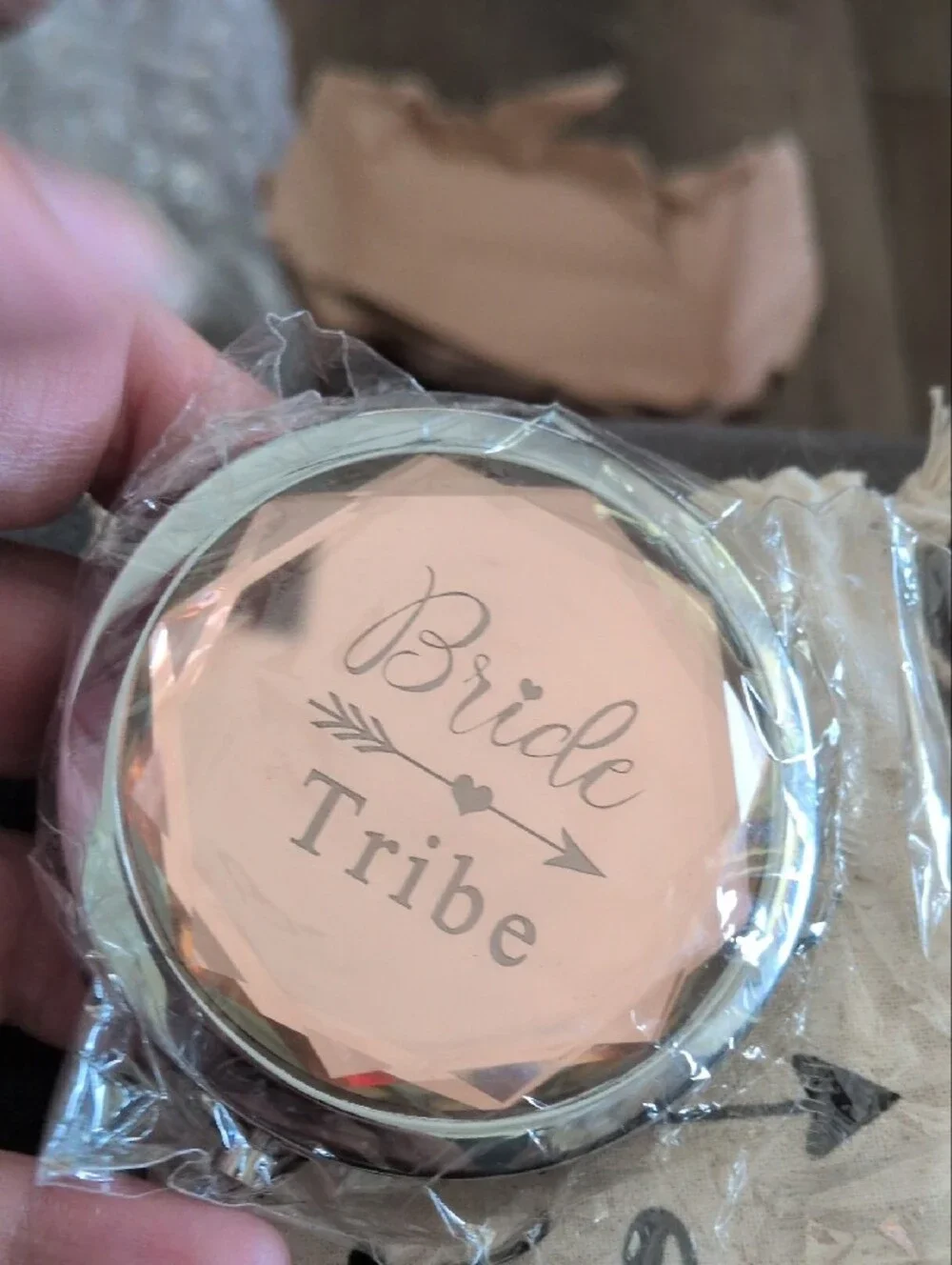 Bride Tribe Rose Gold Compact Mirror with Pouch